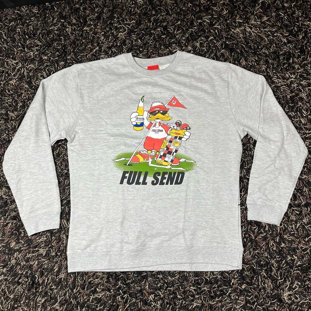 Full Send‎ Golf Rona Season Pullover Crewneck Nelk Boys Size XL Gray Duck